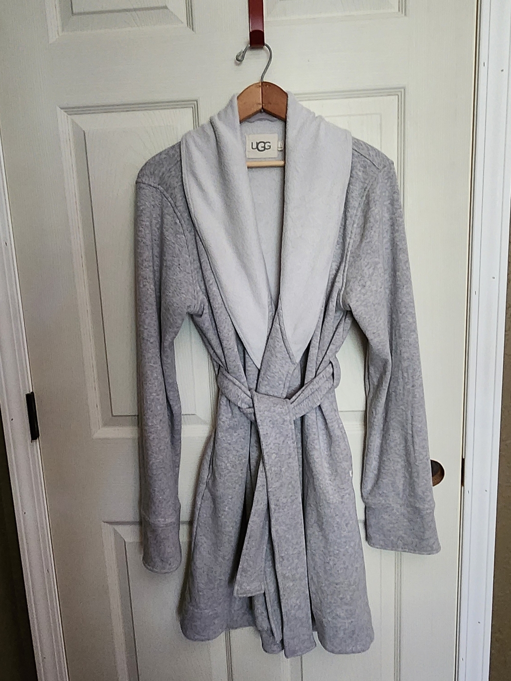 UGG Women's Heather Gray Plush Shawl Collar Wrap Robe